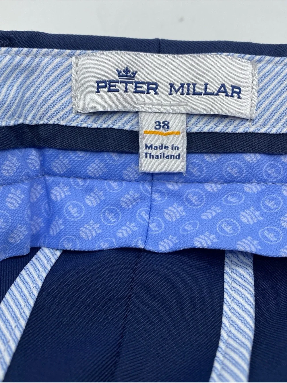 Peter Millar Chino Shorts Casual Dress Men's 36 Blue Moisture Wicking Golf